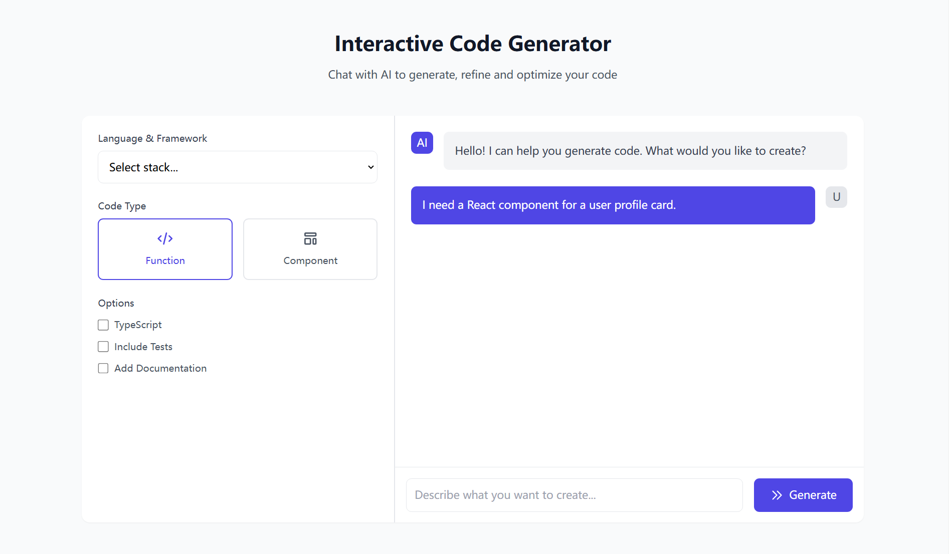 Code Generator with Chat