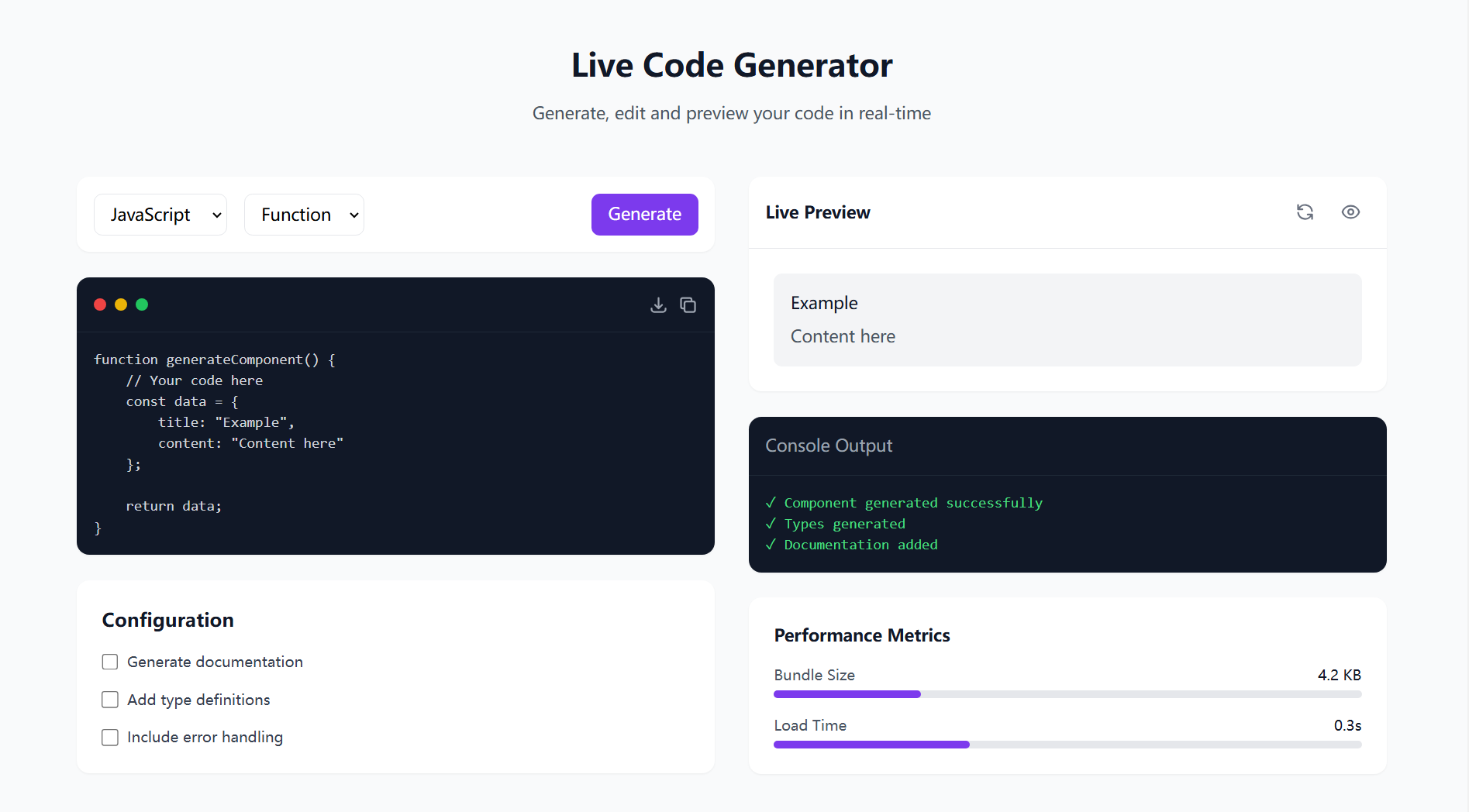 Code Generator with Preview