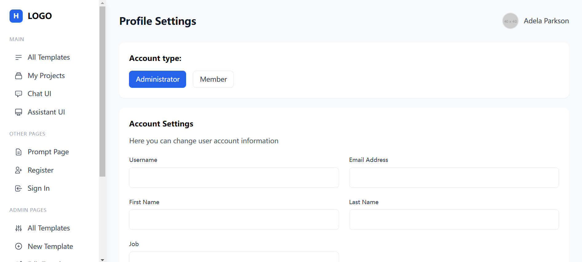 Profile Settings