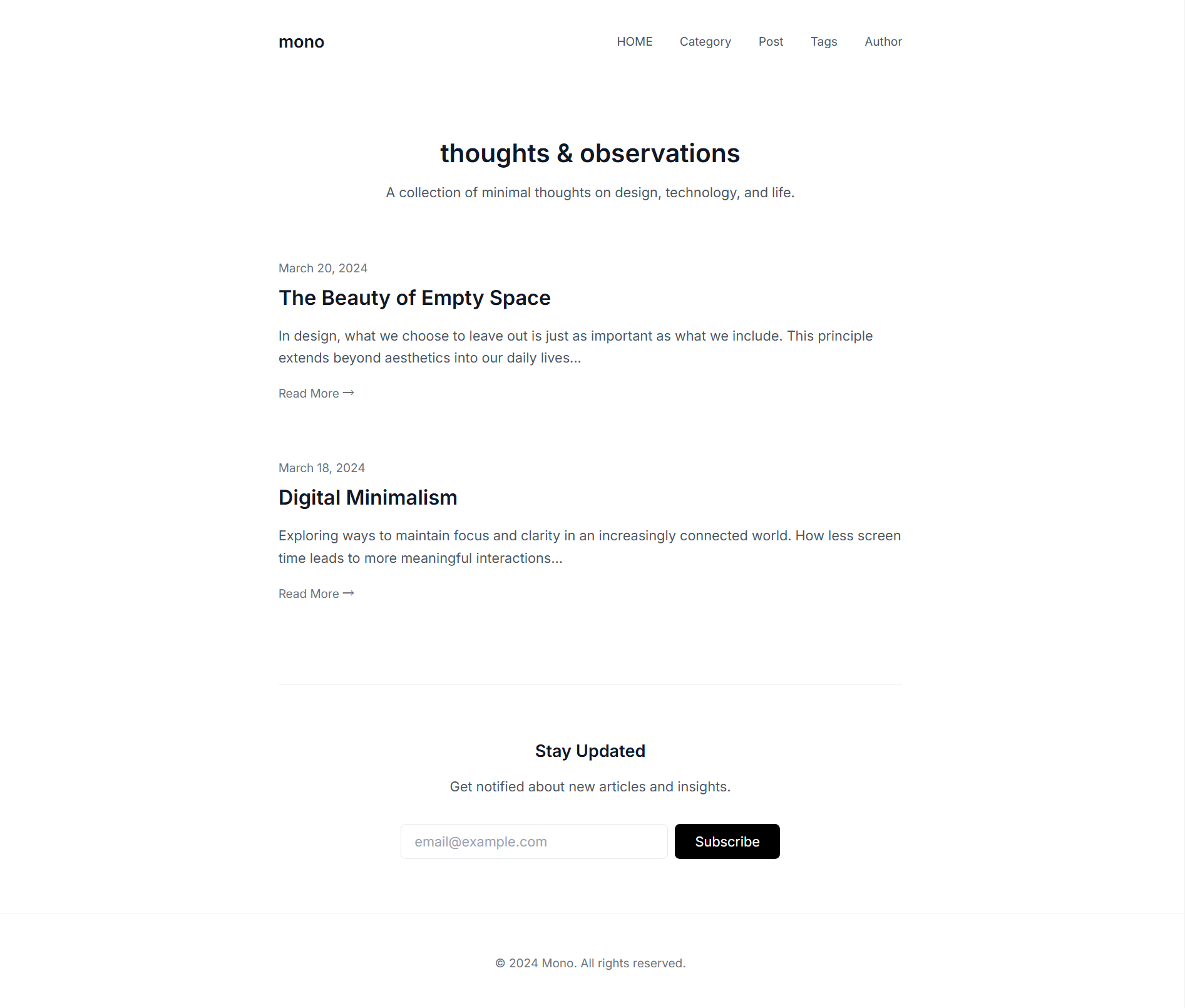 Minimalist Blog Html Template